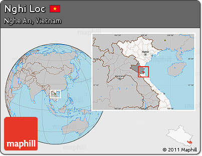 Gray Location Map of Nghi Loc, highlighted country, highlighted parent region