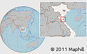 Gray Location Map of Nghi Loc, highlighted country, hill shading