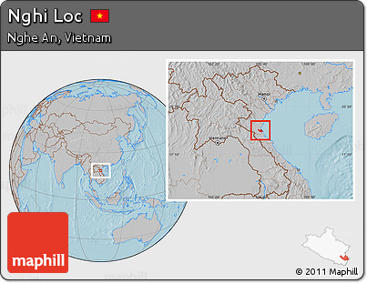Gray Location Map of Nghi Loc, hill shading