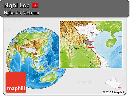 Physical Location Map of Nghi Loc, highlighted country, highlighted parent region