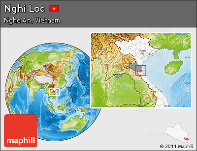 Physical Location Map of Nghi Loc, highlighted country, highlighted parent region