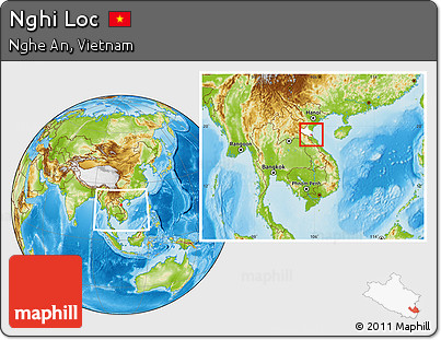 Physical Location Map of Nghi Loc, highlighted parent region, within the entire country