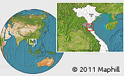 Satellite Location Map of Nghi Loc, highlighted country, highlighted parent region