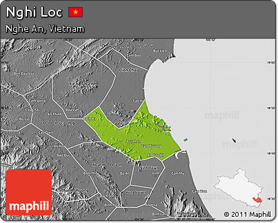 Physical Map of Nghi Loc, desaturated
