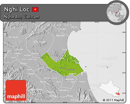 Physical Map of Nghi Loc, lighten, desaturated