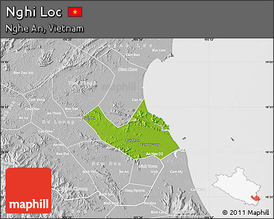 Physical Map of Nghi Loc, lighten, desaturated