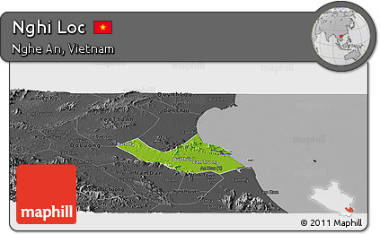Physical Panoramic Map of Nghi Loc, darken, desaturated
