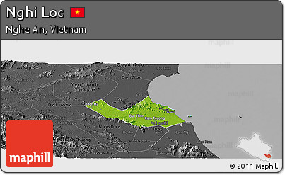 Physical Panoramic Map of Nghi Loc, darken, desaturated