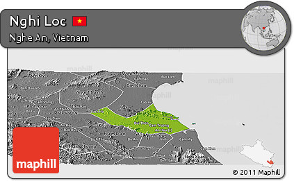 Physical Panoramic Map of Nghi Loc, desaturated