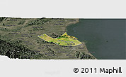 Satellite Panoramic Map of Nghi Loc, darken, semi-desaturated