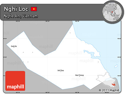 Gray Simple Map of Nghi Loc, single color outside