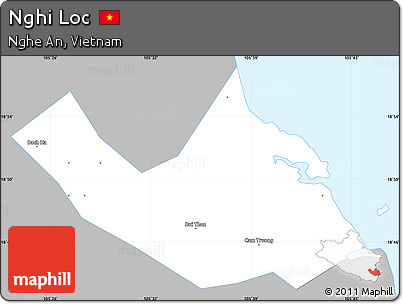 Gray Simple Map of Nghi Loc, single color outside