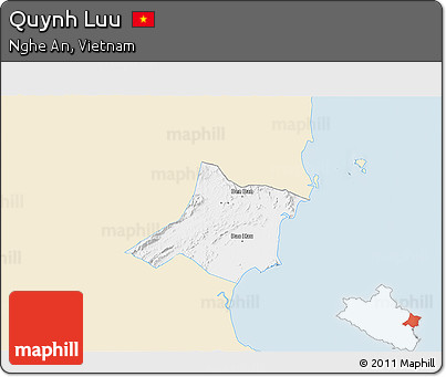 Classic Style 3D Map of Quynh Luu, single color outside
