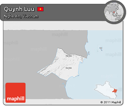 Gray 3D Map of Quynh Luu, single color outside