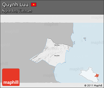 Gray 3D Map of Quynh Luu, single color outside