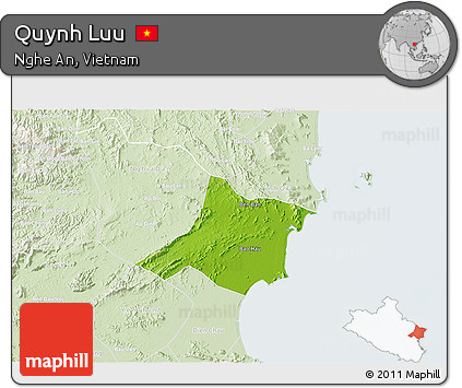 Physical 3D Map of Quynh Luu, lighten