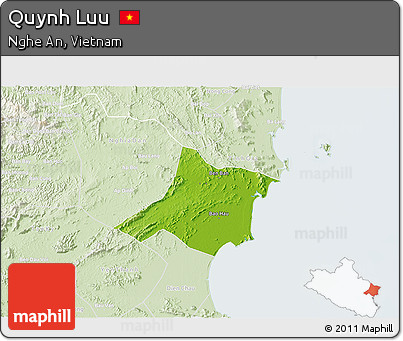 Physical 3D Map of Quynh Luu, lighten
