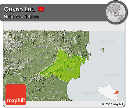 Physical 3D Map of Quynh Luu, semi-desaturated