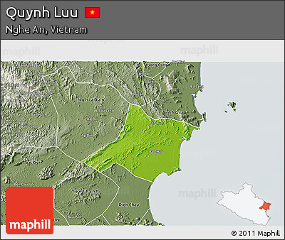 Physical 3D Map of Quynh Luu, semi-desaturated