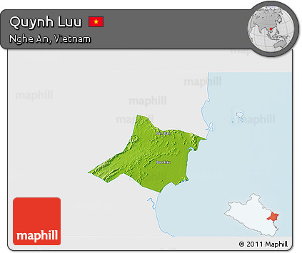 Physical 3D Map of Quynh Luu, single color outside