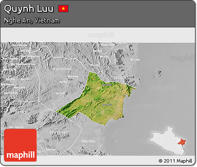 Satellite 3D Map of Quynh Luu, lighten, desaturated