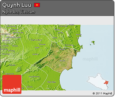 Satellite 3D Map of Quynh Luu, physical outside