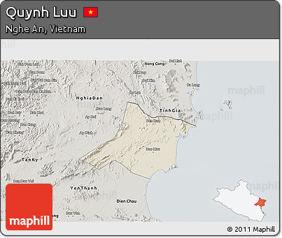 Shaded Relief 3D Map of Quynh Luu, semi-desaturated