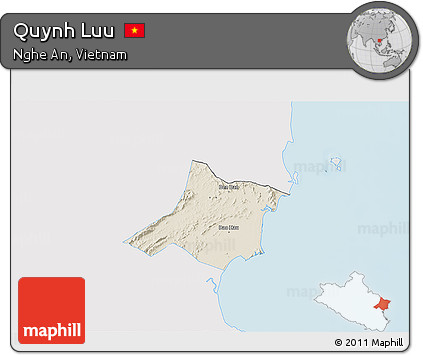 Shaded Relief 3D Map of Quynh Luu, single color outside