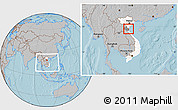 Gray Location Map of Quynh Luu, highlighted country, highlighted parent region, within the entire country, hill shading