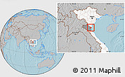 Gray Location Map of Quynh Luu, highlighted country, highlighted parent region, hill shading