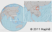 Gray Location Map of Quynh Luu, highlighted parent region, within the entire country, hill shading