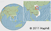 Savanna Style Location Map of Quynh Luu, highlighted country, highlighted parent region, within the entire country, hill shading