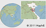 Savanna Style Location Map of Quynh Luu, highlighted country, highlighted parent region, hill shading