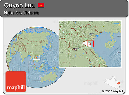 Savanna Style Location Map of Quynh Luu, highlighted parent region, hill shading