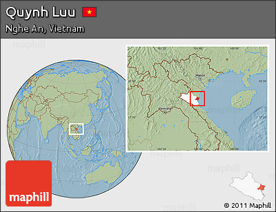 Savanna Style Location Map of Quynh Luu, highlighted parent region, hill shading
