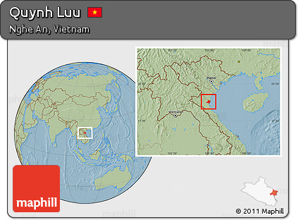 Savanna Style Location Map of Quynh Luu, hill shading