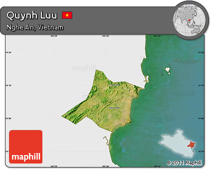 Satellite Map of Quynh Luu, single color outside