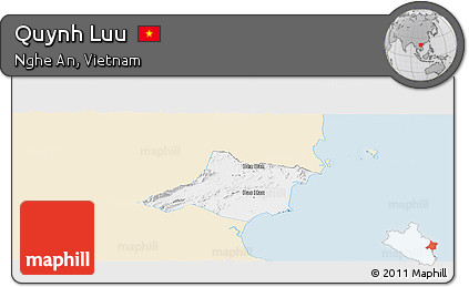 Classic Style Panoramic Map of Quynh Luu, single color outside