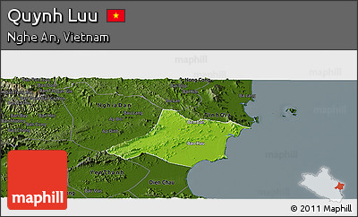 Physical Panoramic Map of Quynh Luu, darken