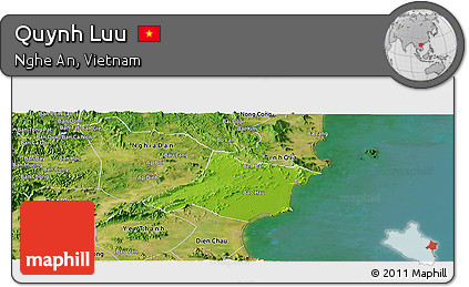 Physical Panoramic Map of Quynh Luu, satellite outside