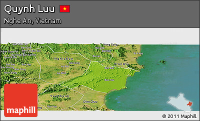 Physical Panoramic Map of Quynh Luu, satellite outside
