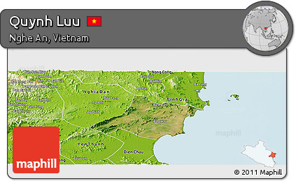 Satellite Panoramic Map of Quynh Luu, physical outside