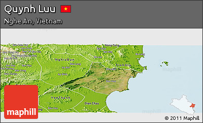 Satellite Panoramic Map of Quynh Luu, physical outside