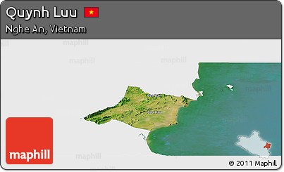 Satellite Panoramic Map of Quynh Luu, single color outside