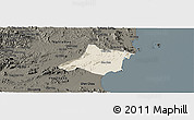 Shaded Relief Panoramic Map of Quynh Luu, darken