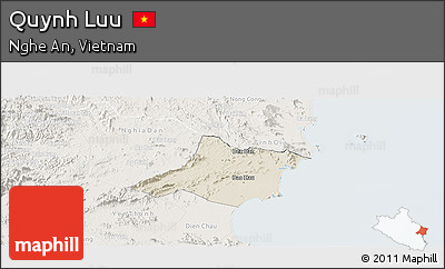 Shaded Relief Panoramic Map of Quynh Luu, lighten