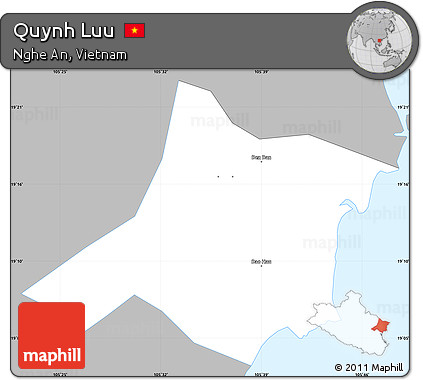 Gray Simple Map of Quynh Luu, single color outside