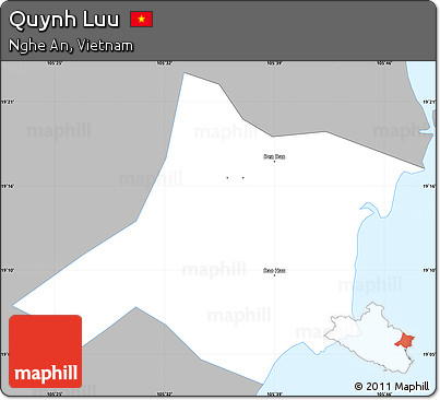 Gray Simple Map of Quynh Luu, single color outside