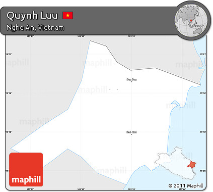Silver Style Simple Map of Quynh Luu, single color outside