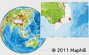 Physical Location Map of Ninh Thuan, highlighted country
